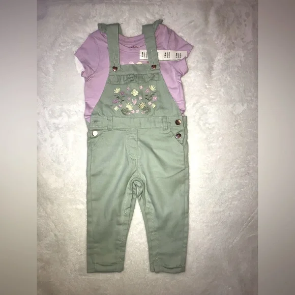 Girl’s Toddler Cute Outfit Matching Set, Green Purple Size 18M New Without Tags - Picture 1 of 8